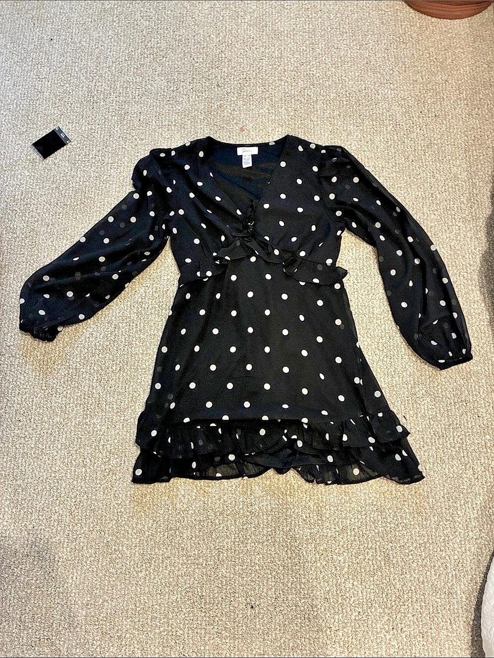 Jenna Polka Dot Tie Front Mini Dress Size Medium